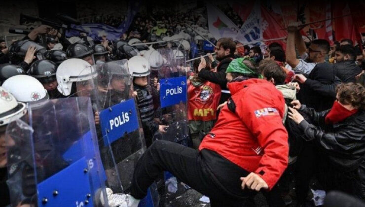 1 Mayıs gösterilerinde polise tekme atan kişi 'Basel' çıktı