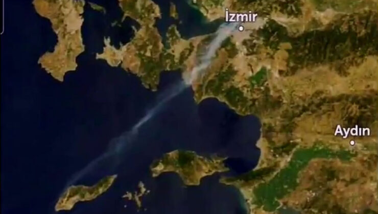 İzmir'deki korkunç yangının dumanı Ege adalarına kadar ulaştı!