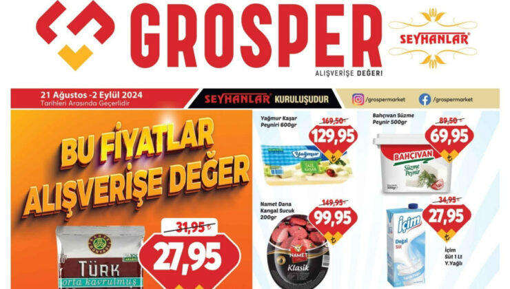Grosper, un, makarna ve salçalarda indirim fırsatlarını yayınladı! 21 Ağustos – 2 Eylül 2024 Grosper aktüel kataloğu