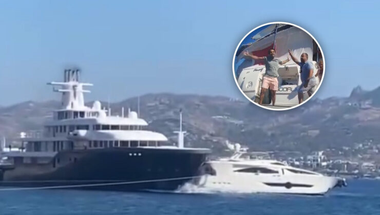 Bodrum'da milyon dolarlık mega yat, motoryatı ezdi geçti! Panik anları kamerada…