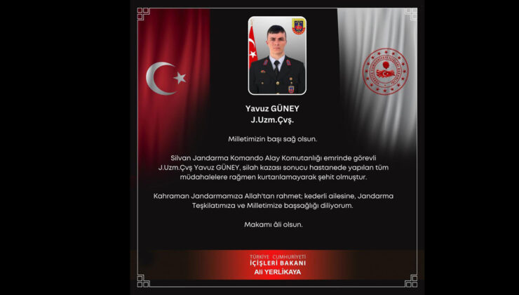 Bakan Yerlikaya: Silah kazası sonucu bir uzman çavuş şehit oldu