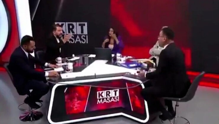 KRT TV canlı yayınında 'yırtık don' kavgası! Birbirlerinin üzerine yürüdüler, yayın kesildi!