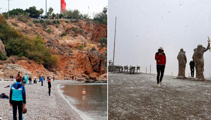 Bu fotoğraflar aynı şehirde çekildi: Hem kar yağışı, hem deniz keyfi