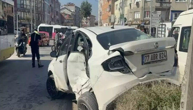 Önce beton mikseri sonra direk ve refüje çarptı