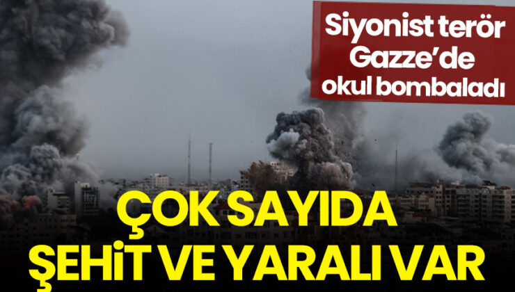 Siyonist terör Gazze’de bir okulu bombaladı: Çok sayıda şehit ve yaralı var
