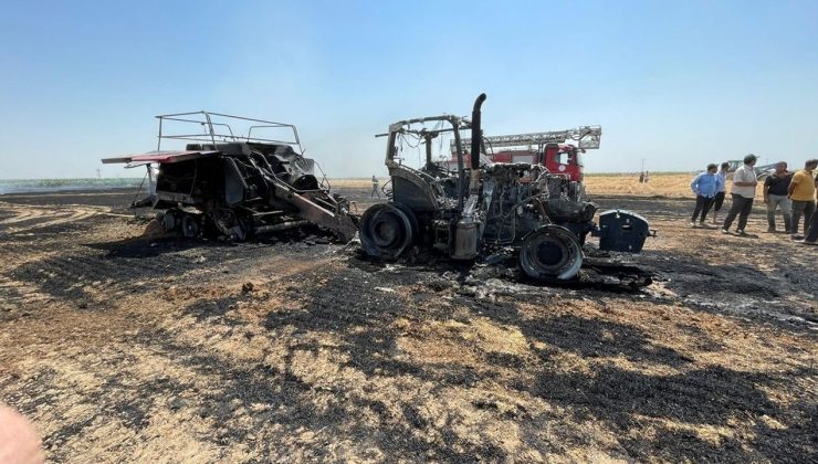 Balya Makinesi ve Traktör Küle Döndü