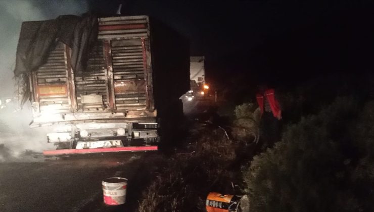 Siirt’te Seyir Halindeki Buğday Yüklü Tır Yangını