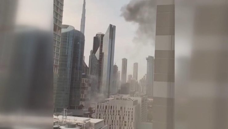 Dubai’de bir binanın cephesine şarapnel parçaları isabet etti