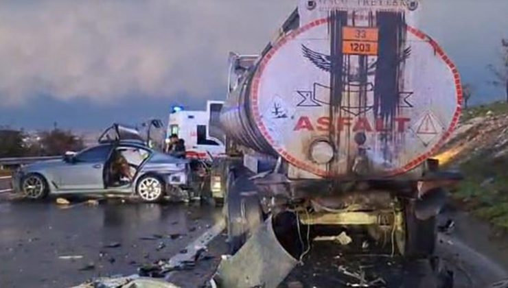 Tanker ile otomobil çarpıştı: 1 ölü, 5 yaralı
