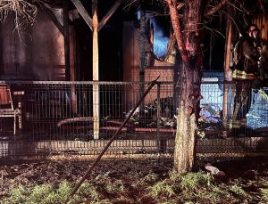 Düzce’de çıkan yangında ahşap ev küle döndü