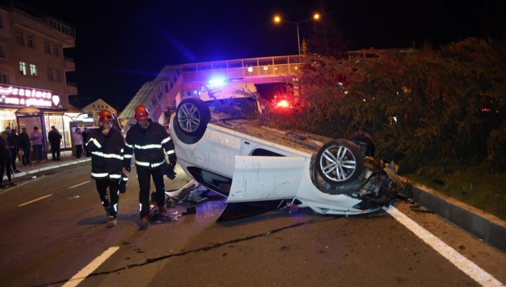 Nevşehir’de köpeğe çarpmamak için manevra yapan otomobil devrildi