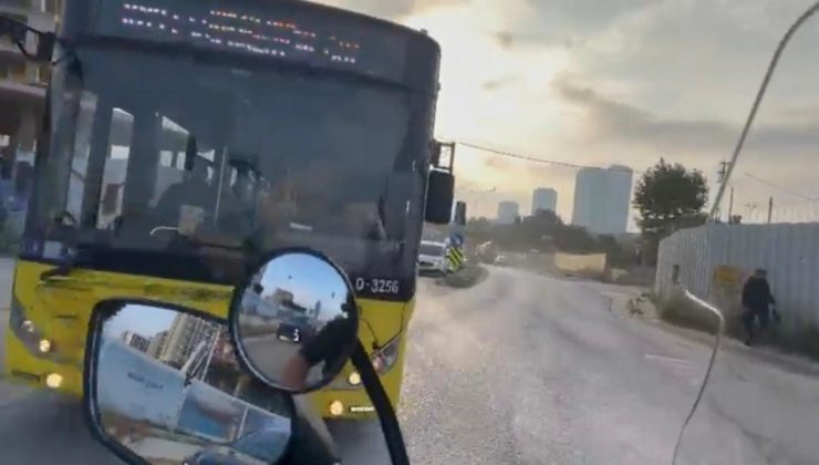 Kartal’da tehlikeli anlar: İETT otobüsü kırmızıda geçti, motosikletli son anda durdu