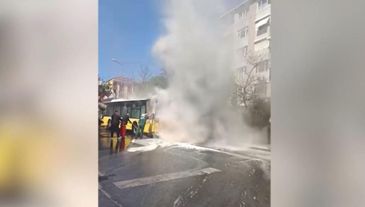 Ümraniye’de İETT otobüsünde yangın çıktı