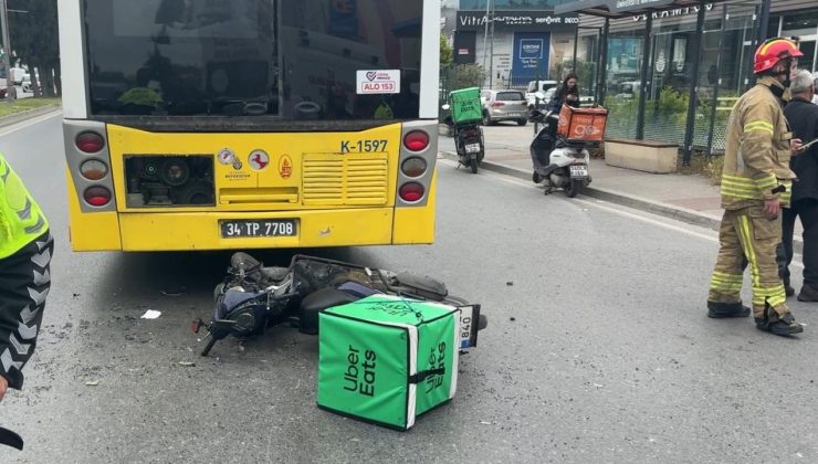 İETT otobüsüne çarpan motokurye yaralandı