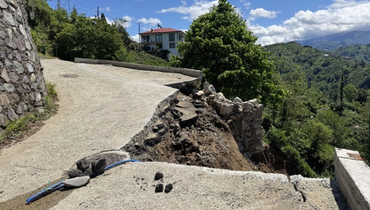 Rize’de istinat duvarı yıkıldı, mahalle ulaşıma kapandı