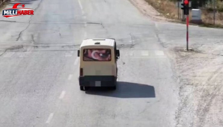 Kırmızı ışık ihlali yapan sürücü drone ile takip edildi!